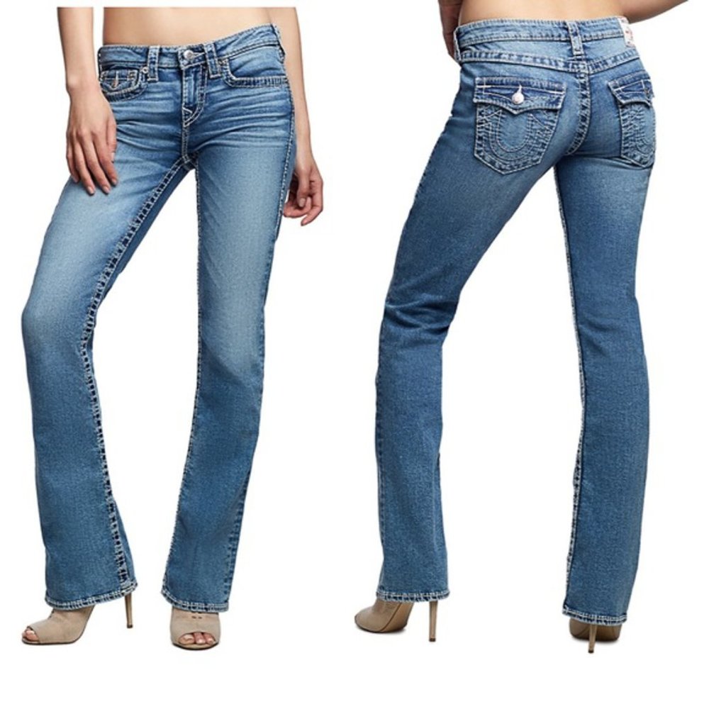 True religion low-rise boot medium wash jeans 27